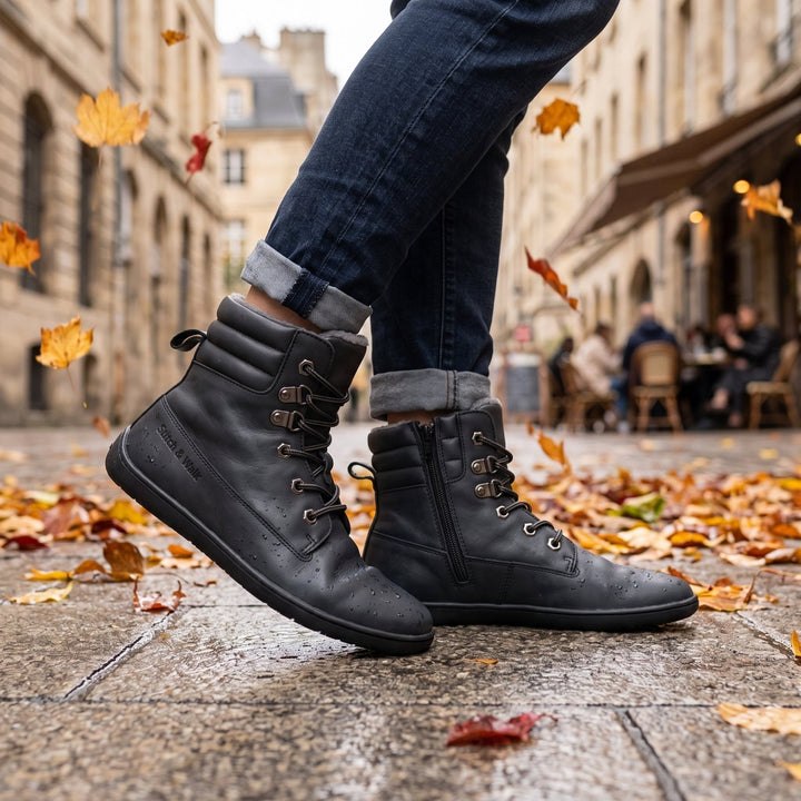 Stitch & Walk Fleece-Lined Leather Barefoot Boots - MyMara